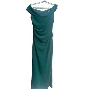 Xscape Women's Glitter Off-The-Shoulder Gown Green Size 16NWT